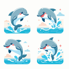 Smiling dolphin jumping out of water