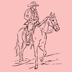 cowboy riding horse vector for illustration decoration card