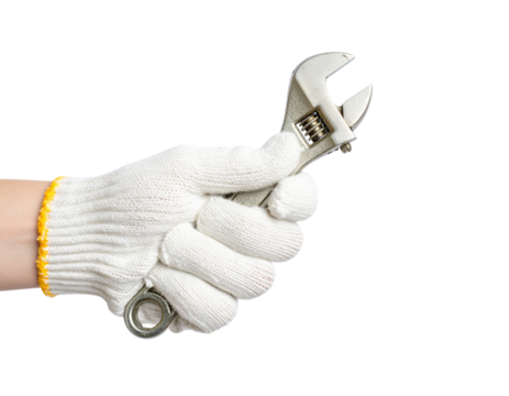 hand holding a wrench