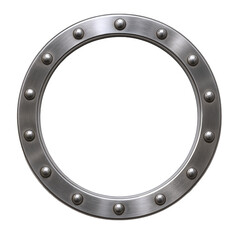 Circular Metal Frame with Rivets, Industrial Design Element, Circular Border, Round Frame, Metal Ring