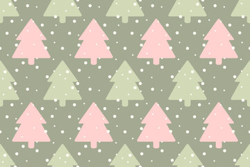 christmas seamless pattern with christmas trees stars and snowflakes	