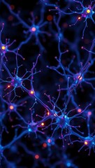 Obraz premium Neural Network Activity with Glowing Brain Connections, High-Resolution Concept Art 