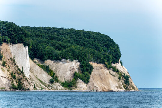Picturesque chalk cliffs on the coast of the Baltic Sea.