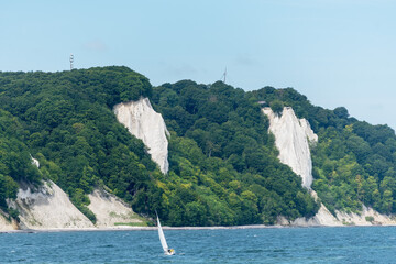 Picturesque chalk cliffs on the coast of the Baltic Sea.