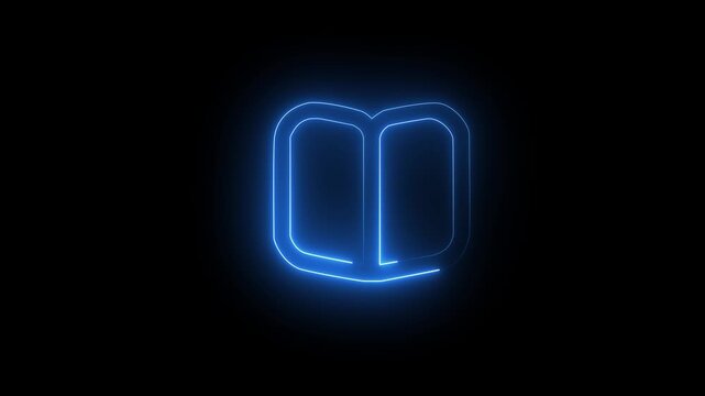 Glowing Neon Book Icon Animation.Luminous Neon Book .Love for Reading and Learning Symbol for Modern UI and Motion Graphics