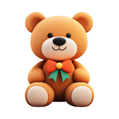 Fototapeta premium Cute cartoon teddy bear with a festive bow tie