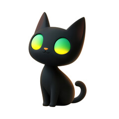 Whimsical black cat with glowing eyes