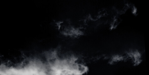 realistic white cloud fluffy, fog or mist or white smoke for overlay and design effect. isolated on black background.