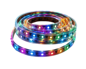 Coiled multicolored led strip lighting