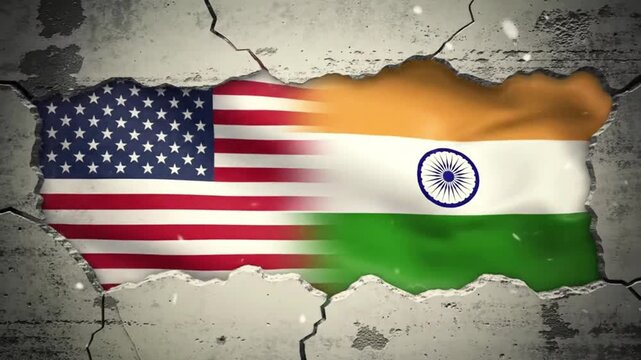 Illustration of the flags of the United States and India