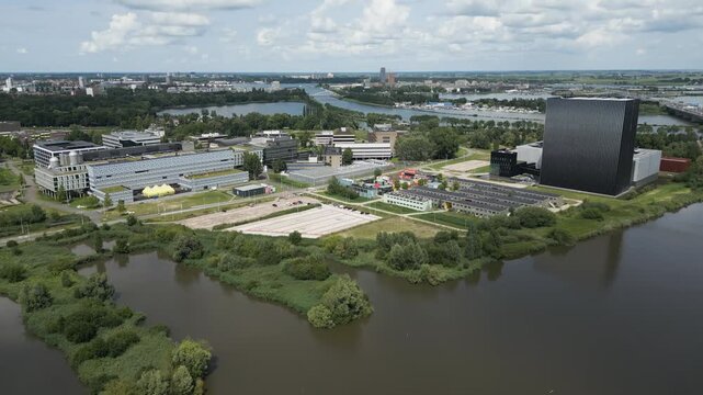 Drone shot of Equinix data center located at Amsterdam Science Park, a major European hub for research, innovation, and digital infrastructure.