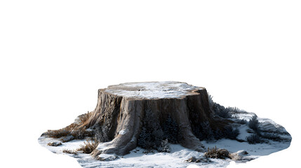 Snowy tree stump