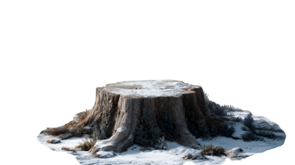 Snowy tree stump