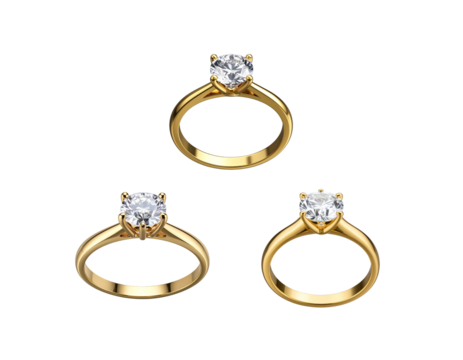 A symbol of love and marriage, two golden wedding rings with diamonds are a perfect pair