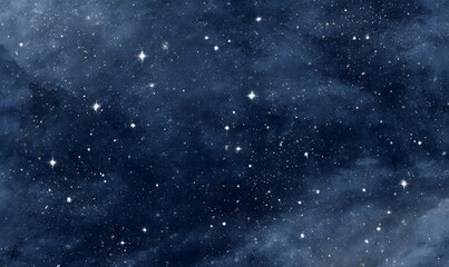 Obraz premium A dark navy blue background with white stars and constellations, a vintage look, painted on paper with a grunge texture.
