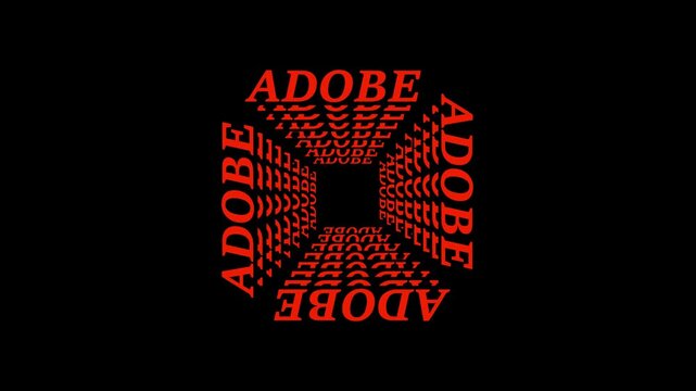 3D Perspective adobe Text Animation .adobe Text Rotation.Spinning 3D adobe Text Effect.Rotating Perspective Tunnel Effect with Typography on Black Background .