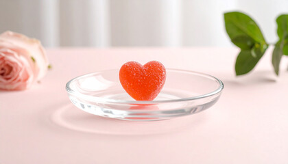 Tiny Gummy Candy in a Clear Glass Dish — Sweetness Captured in Delicate Minimalism

