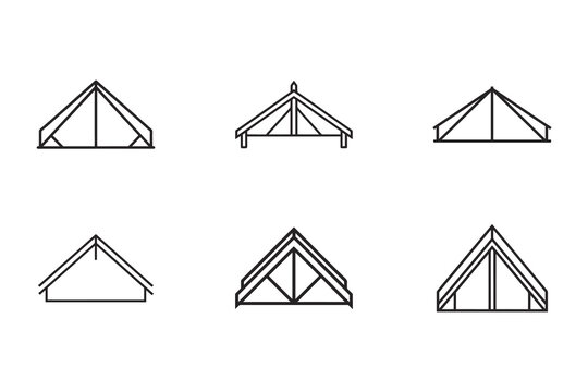 Roof Truss Types Architectural Line Drawings Construction Details and Engineering Structure Designs Various Shapes Styles and Configurations
