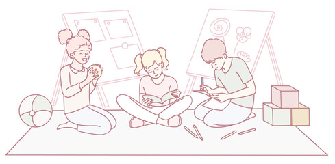 Children joyfully engage in a variety of art, learning, and playful activities with exciting creative tools