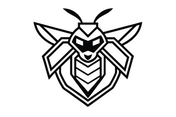 Geometric black and white wasp logo is uniquely designed with a modern style