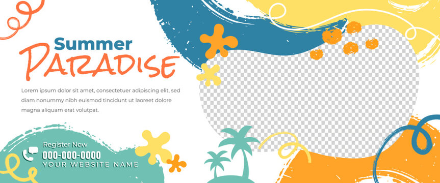 Abstract playful horizontal banner design template. With place for the photo.