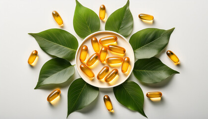 Omega-3 Healthy Supplement and Nutrition Concept