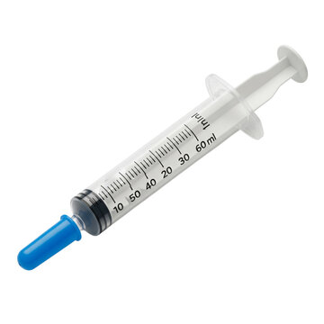 60ml Medical Syringe:  Close-up Product Shot for Healthcare Professionals Isolated on Transparent Background