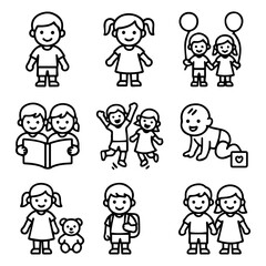 Playful Childrens Illustrations Depicting Various Activities and Childhood Moments.