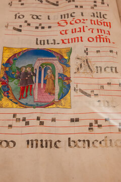 old mediaeval choir book from 1470-1490 from the Dominican Convent in Brescia