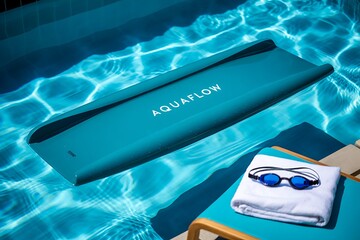 Dive into summer relaxation with this sleek AquaFlow floating board and swimming goggles set, perfect for poolside lounging and refreshing aquatic adventures