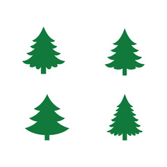 Green pine tree vector icons set christmas fir silhouette evergreen forest elements