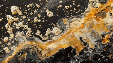 Obraz premium Abstract Marbled Pattern with Black Gold and Copper Tones Artistic Fluid Art