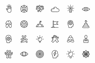 An expressive line art pack illustrating internal drive, personal growth, and emotional uplift. Great for productivity brands, coaching visuals, and digital planners.