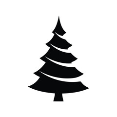 Fototapeta premium Black silhouette fir tree illustration evergreen pine winter forest element isolated vector graphic