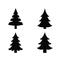 Four black christmas tree silhouettes festive evergreen vector icons