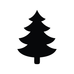 Black christmas tree silhouette vector evergreen pine icon winter holiday symbol isolated graphic