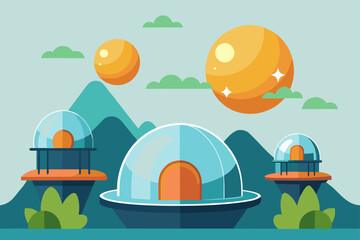 Fototapeta premium Planetary Park with Alien Domes