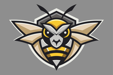 A fierce cartoon hornet with yellow stripes displays a modern team emblem