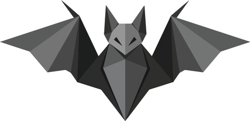 Fototapeta premium Origami Bat Vector Minimalist Dark Gray Black Paper Illustration