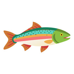 Rainbow Trout Line Art | River Fish Vector