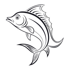 Mahi-Mahi Fish Vector | Line Art Sea Catch