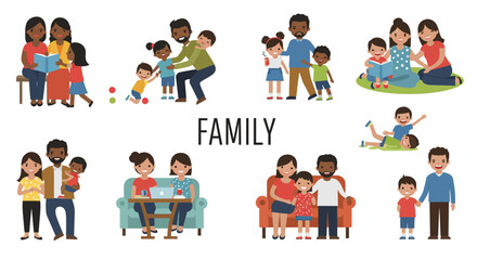 Fototapeta premium Warm Family Moments Togetherness Vector Illustration