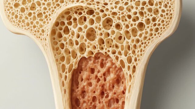 Bone Structure Detail: Cancellous and Cortical Bone Cross-Section