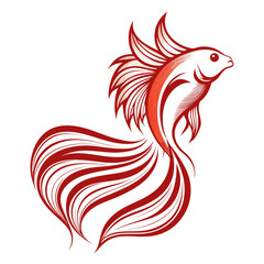 Betta fish line art – minimal elegant aquarium fish