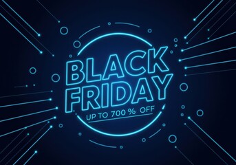Obraz premium Cyberpunk neon black friday sale up to 70 percent off