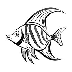 Tropical reef fish line drawing – minimal vector