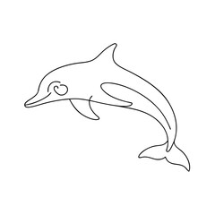 Dolphin jumping line art – minimalist ocean design