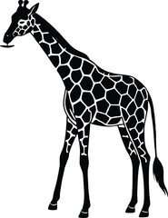 Naklejka premium Giraffe Drinking Silhouette Vector