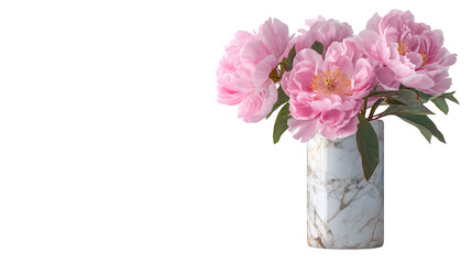 Pink Peonies in Marble Vase