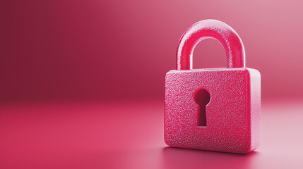 A shiny pink padlock stands prominently against a soft pink background, symbolizing security and protection.